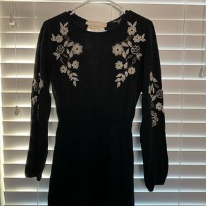 Topshop Embroidered Black Dress